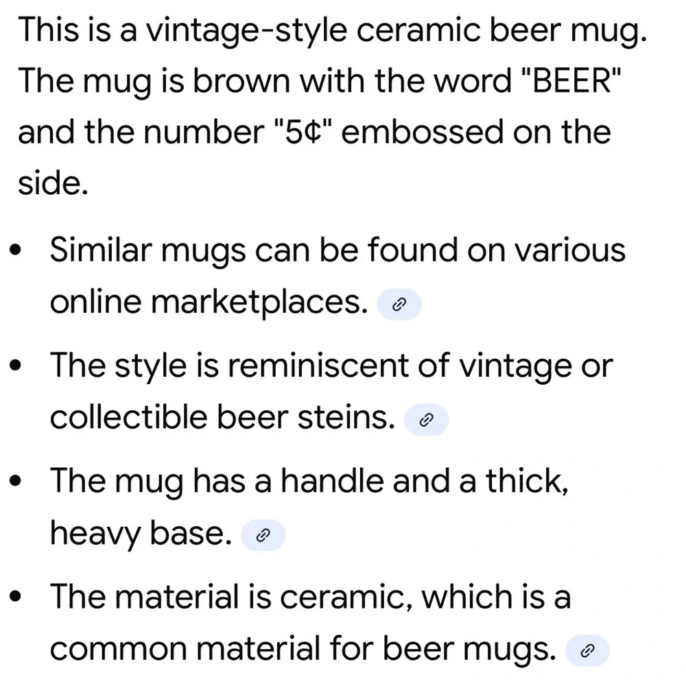 Vintage Beer Mug 5 cents Ceramic Brown Mug EUC